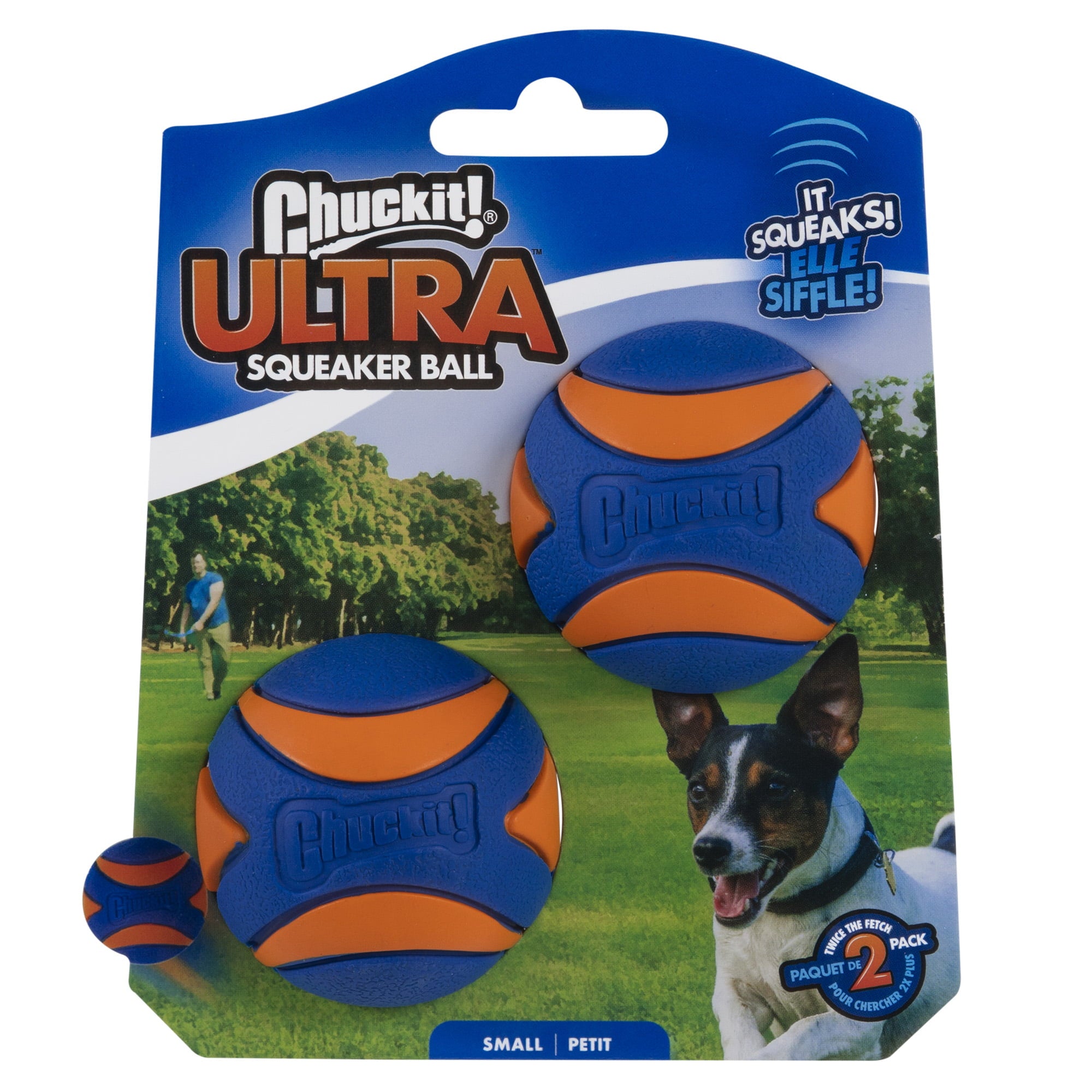 Chuckit! Ultra Squeaker Ball Dog Toy， Small， 2 Pack