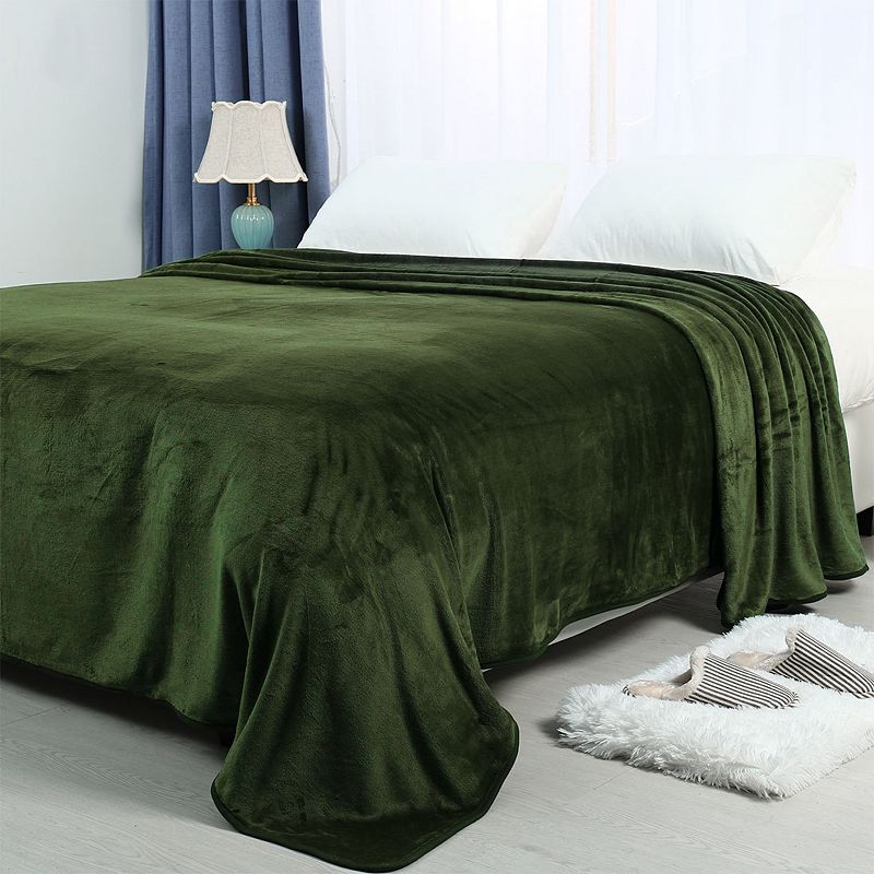 Flannel Fleece Blanket for All Seasons， Wide Hemmed Luxury Queen 90x90