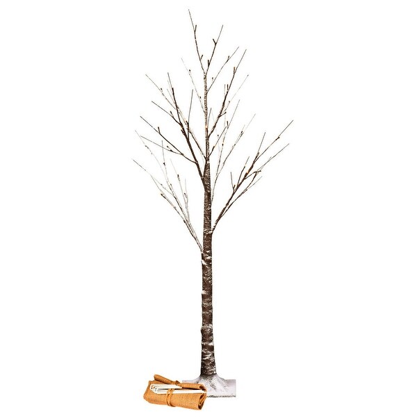 Vickerman 4' Brown Frosted Twig Tree，Warm White 3mm Wide Angle LED lights