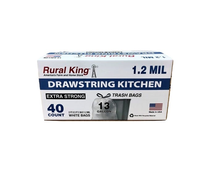 Rural King 13 Gallon Kitchen Drawstring Bags 40 ct. - 13GAL 40CT DS