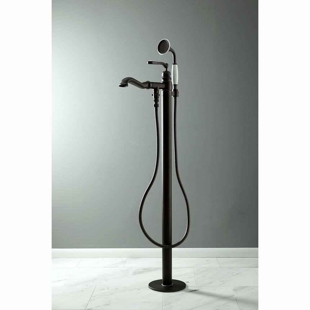 Kingston Brass Traditional Single-Handle Floor-Mount Roman Tub Faucet with Hand Shower in Oil Rubbed Bronze HKS7015RL