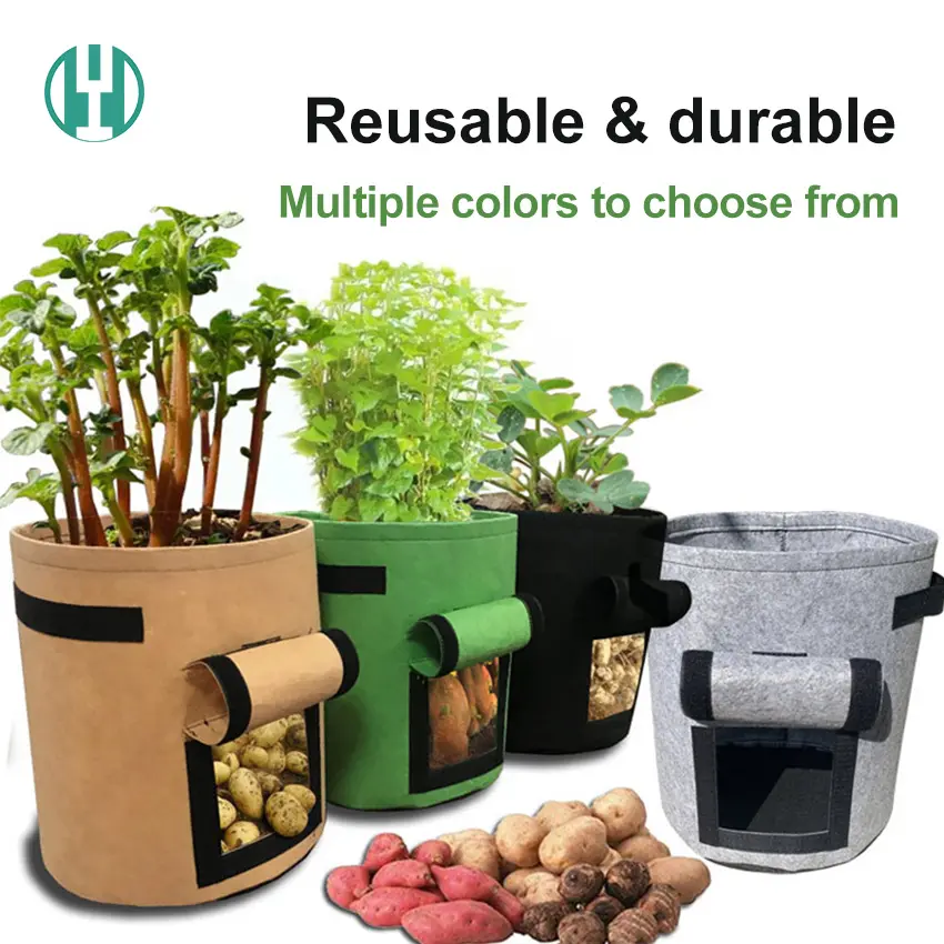 Hyh Large Stock Inventory Durable Potato Bag Growing Bag For Home Garden