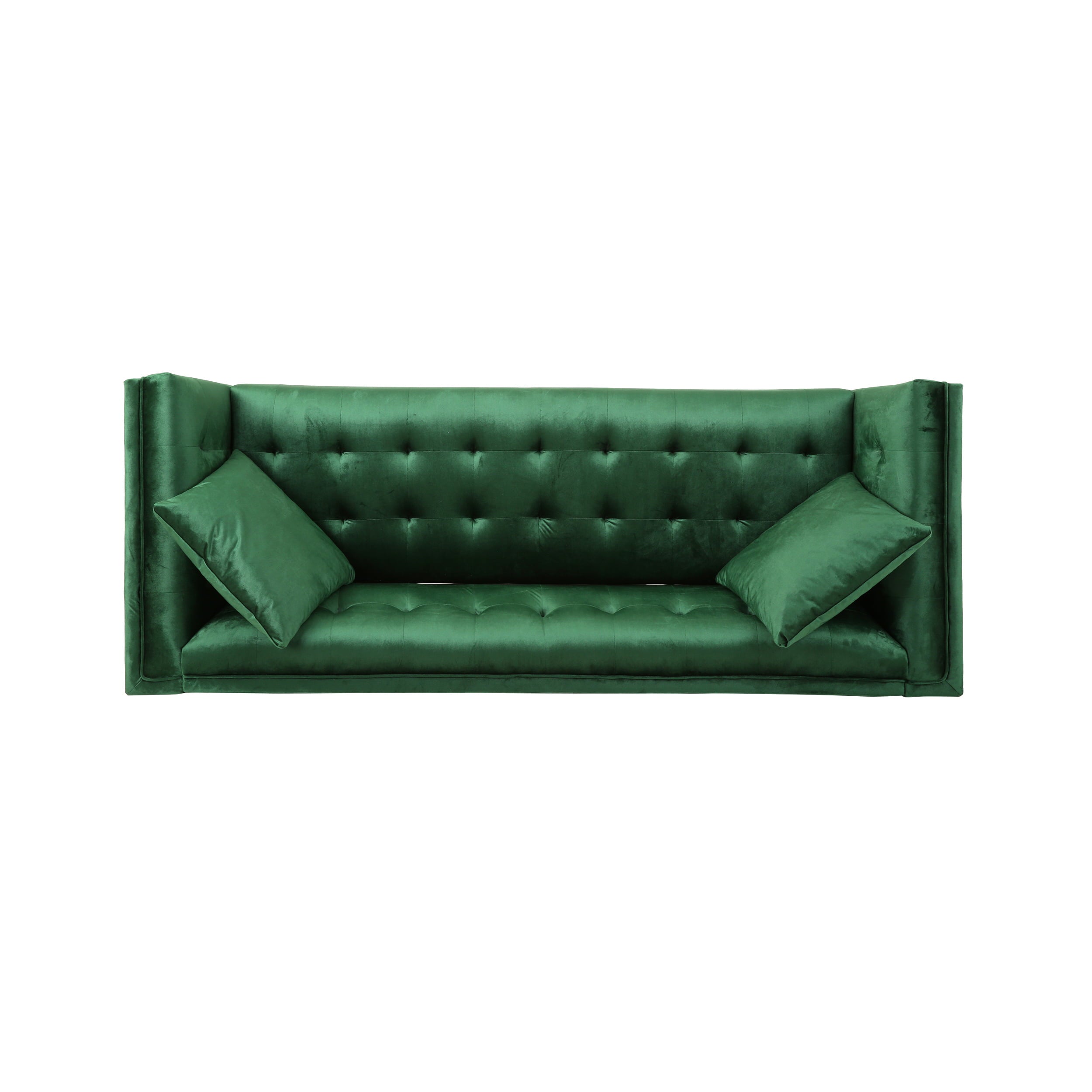 Noble House Emilio Velvet Sofa, Emerald, Silver