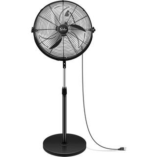 Aoibox 20 in. Black Pedestal Standing Fan High Velocity Heavy Duty Metal For Industrial Commercial Residential Greenhouse SNMX027