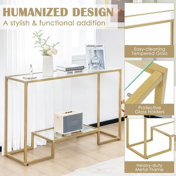 Costway 48'' 2-Tier Console Entryway Behind Couch Table for Living - See Details