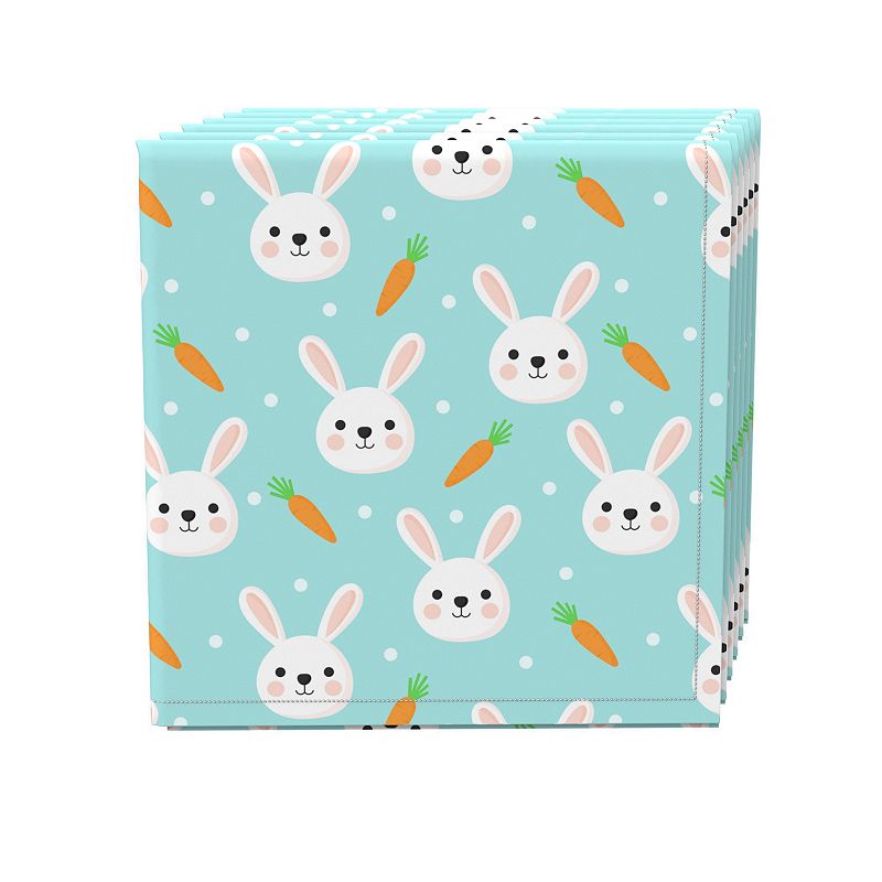 Napkin Set of 4， 100% Cotton， 20x20， Easter Rabbits Celebration