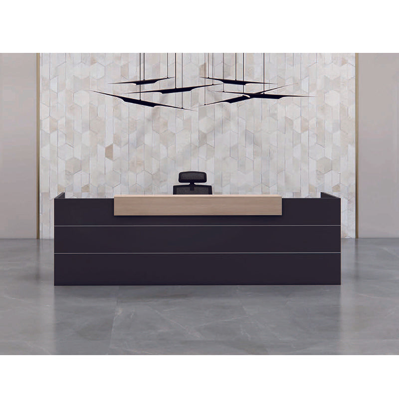 BELEN Reception Desk 2.4M - Acacia & Carbon Grey