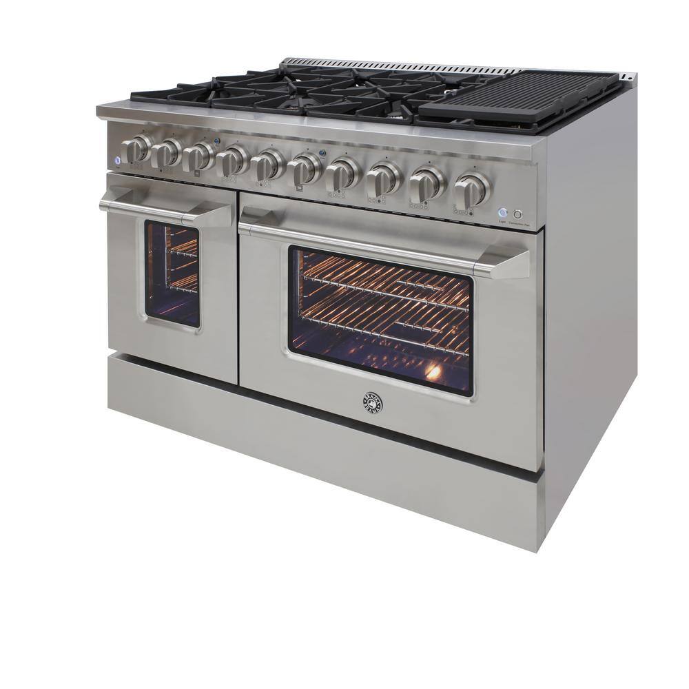 Brama 48 in. Double Oven 3.5 and 2 cu. ft. Gas Range in Stainless Steel BR-48SSGG