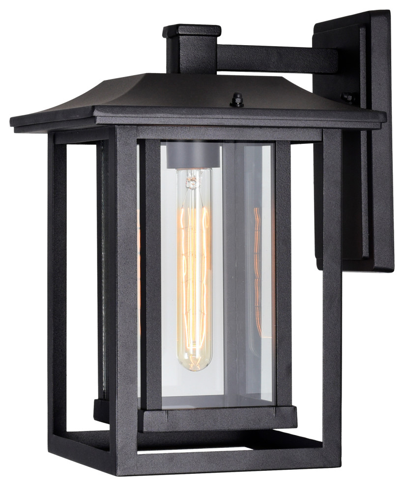 Winfield 1 Light Black Outdoor Wall Light   Transitional   Outdoor Wall Lights And Sconces   by CWI Lighting  Houzz