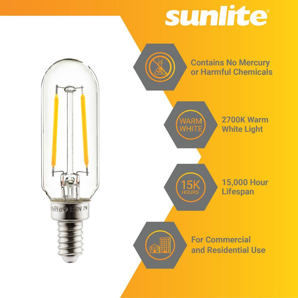 Sunlite 25-Watt Equivalent T8 Dimmable LED Filament Vintage Edison LED Light Bulb in Warm White 2700K (6-Pack) HD03448-1