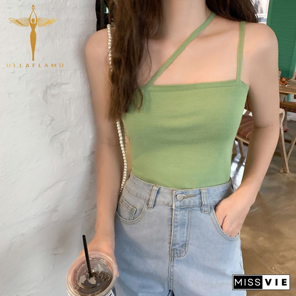 Summer Camisole Women's Double Strap Tank Vest Tops Skinny Elastic Orange Crop Tanks Summer Bottom Green Camis Top Vest Femme