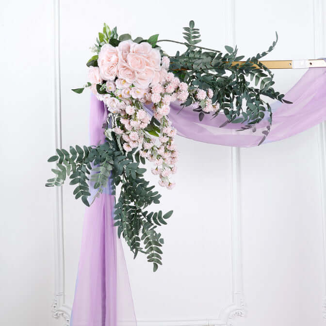 Lavender Lilac Sheer Organza Wedding Arch Draping Fabric, Long Curtain Backdrop Window Scarf Valance 18ft