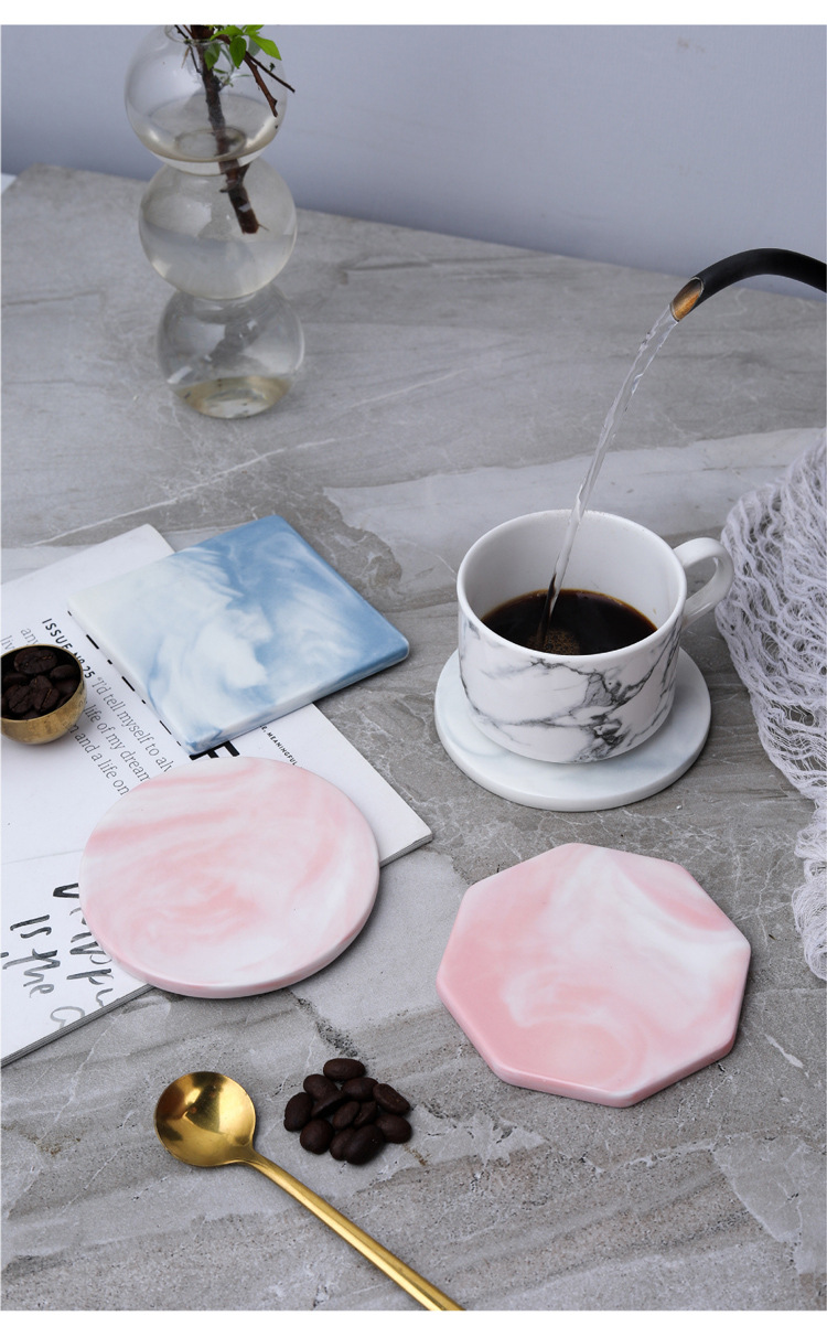 ins marbled coaster ceramic mug non-slip mat insulation mat