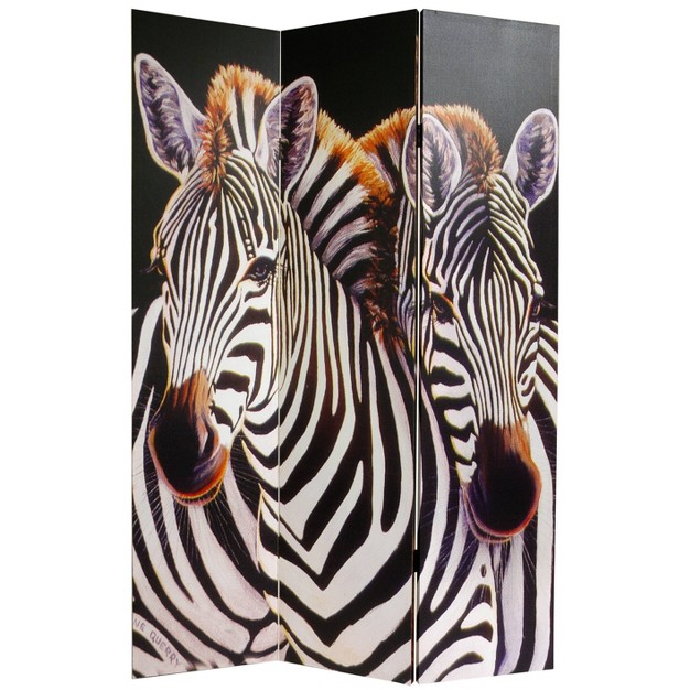 Double Sided Elephant And Zebra Canvas Room Divider Oriental Furniture