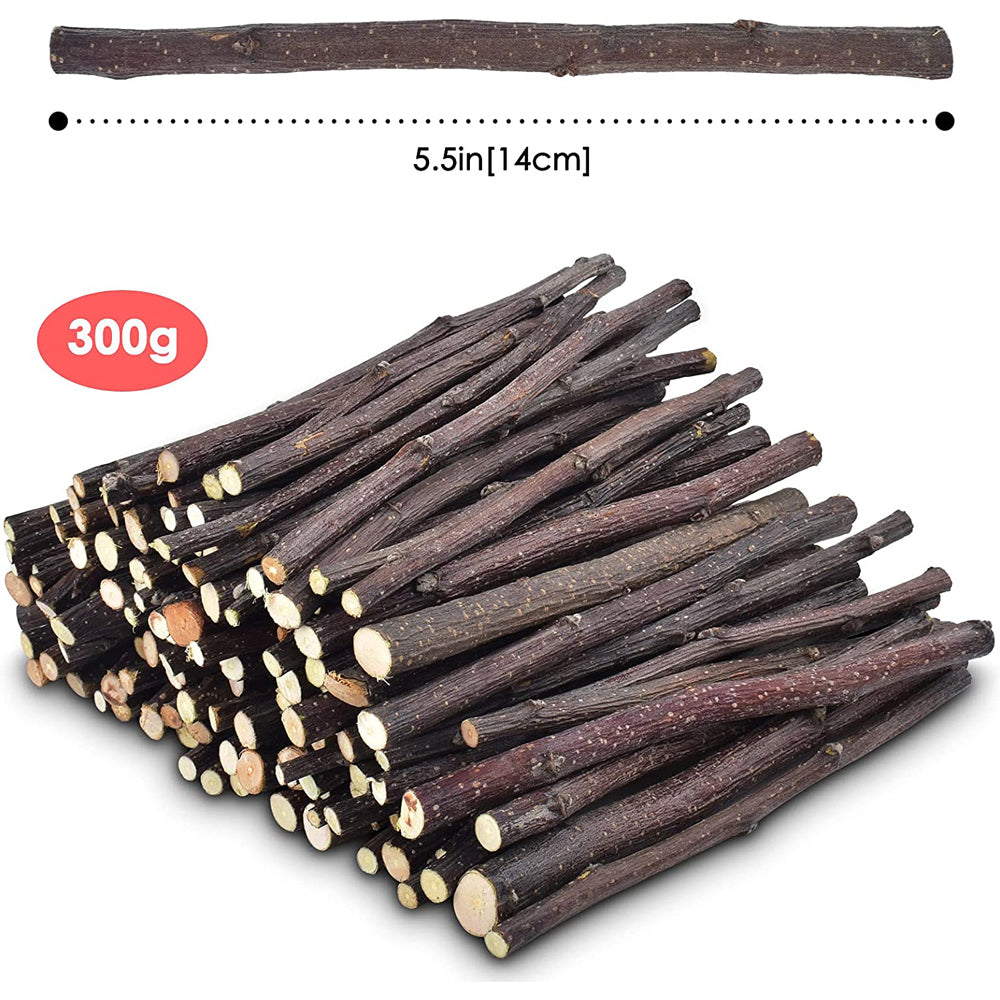 300g Natural Apple Sticks Small Animals Molar Chew Toys Apple Branch Chew Treats for Hamster Rabbit Chinchilla Bunny Guinea Pig Squirrel