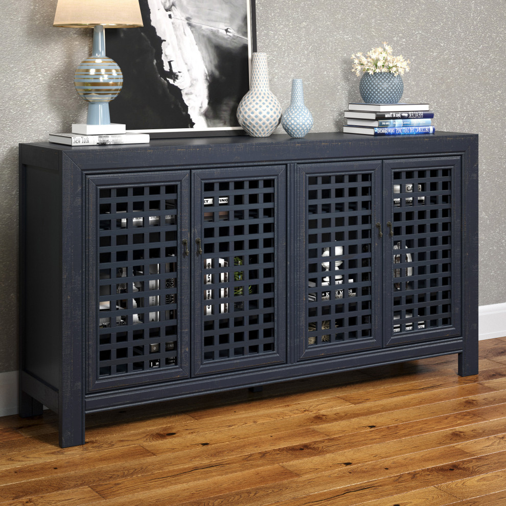 Rio 4 Door Accent Cabinet Navy   Transitional   Accent Chests And Cabinets   by HedgeApple  Houzz