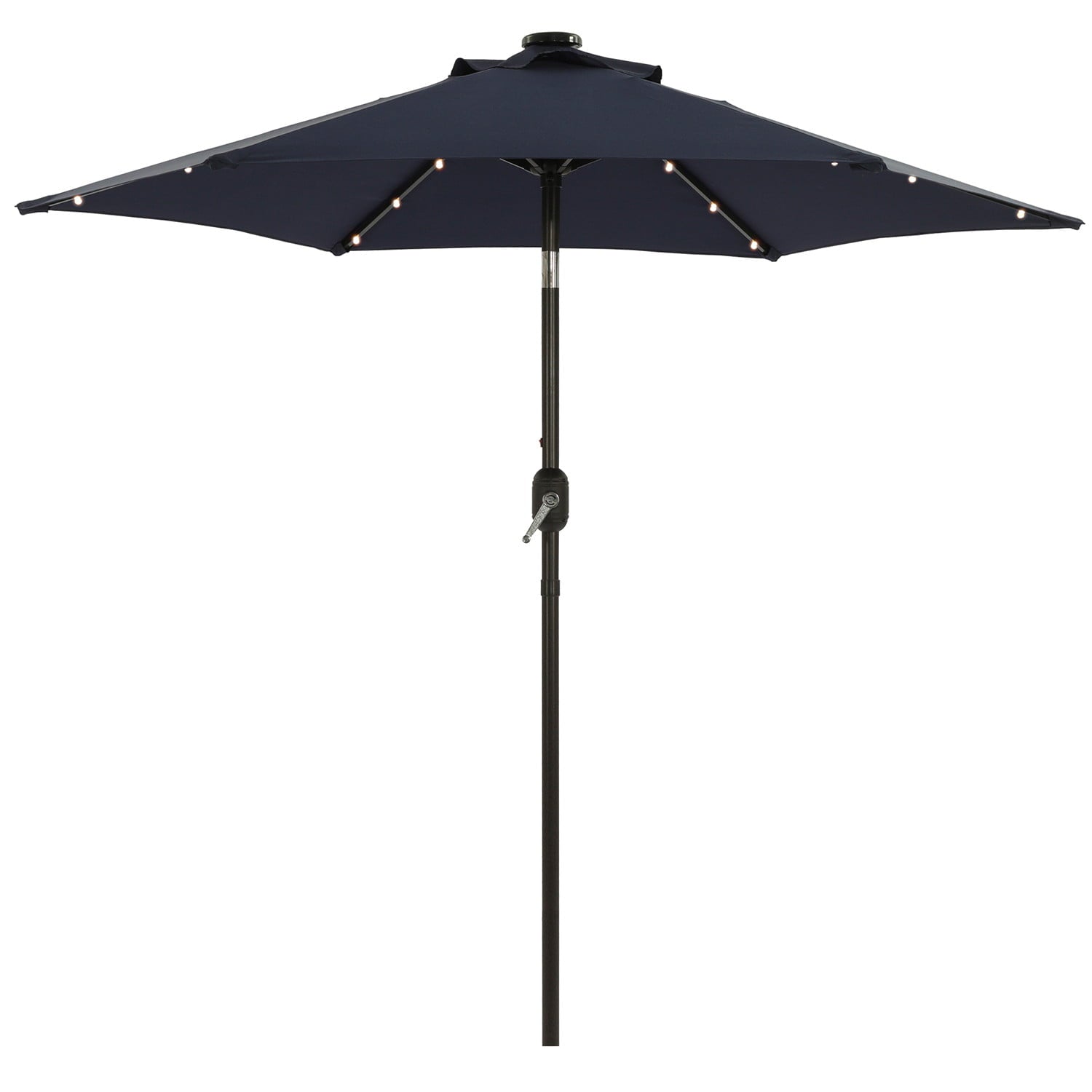 Cozyhom 7.5 ft Solar Umbrella 18 LED Lighted Patio Umbrella Market Table Umbrella for Deck, Pool, Navy blue