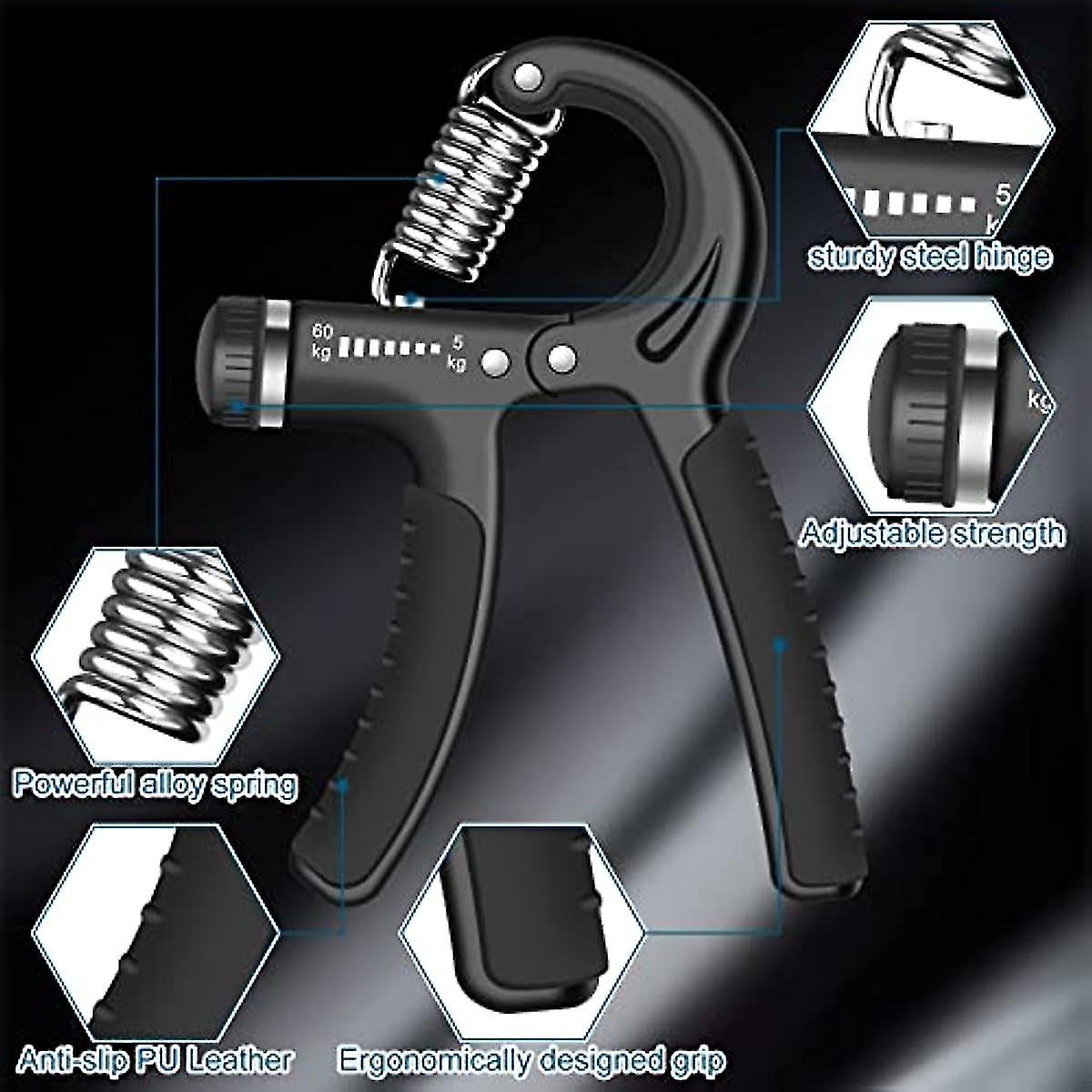 Hand Grips Strengthener Kit 5 Packs  Adjustable Resistance Grip Strength Equipment  Non-slip Forearm Strengthener  Hand Grip Band  Grip Ring  Stress B