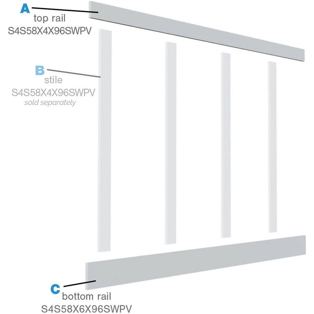 Ekena Millwork 58 in. X 96 in. X 5-12 in. Expanded Cellular PVC Classic Wainscot Moulding System WPKP0604X96BBCS