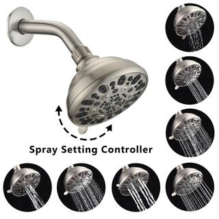 6-Spray Patterns 5 in. Single Wall Mount Handheld Shower Head in Brushed Nickel Koo-LQW1-7345