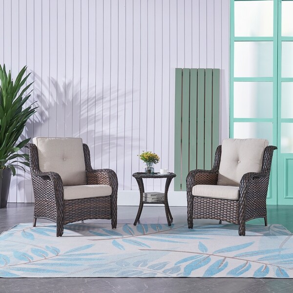 Pocassy Outdoor Wicker Bistro Set，3 Piece Patio Set