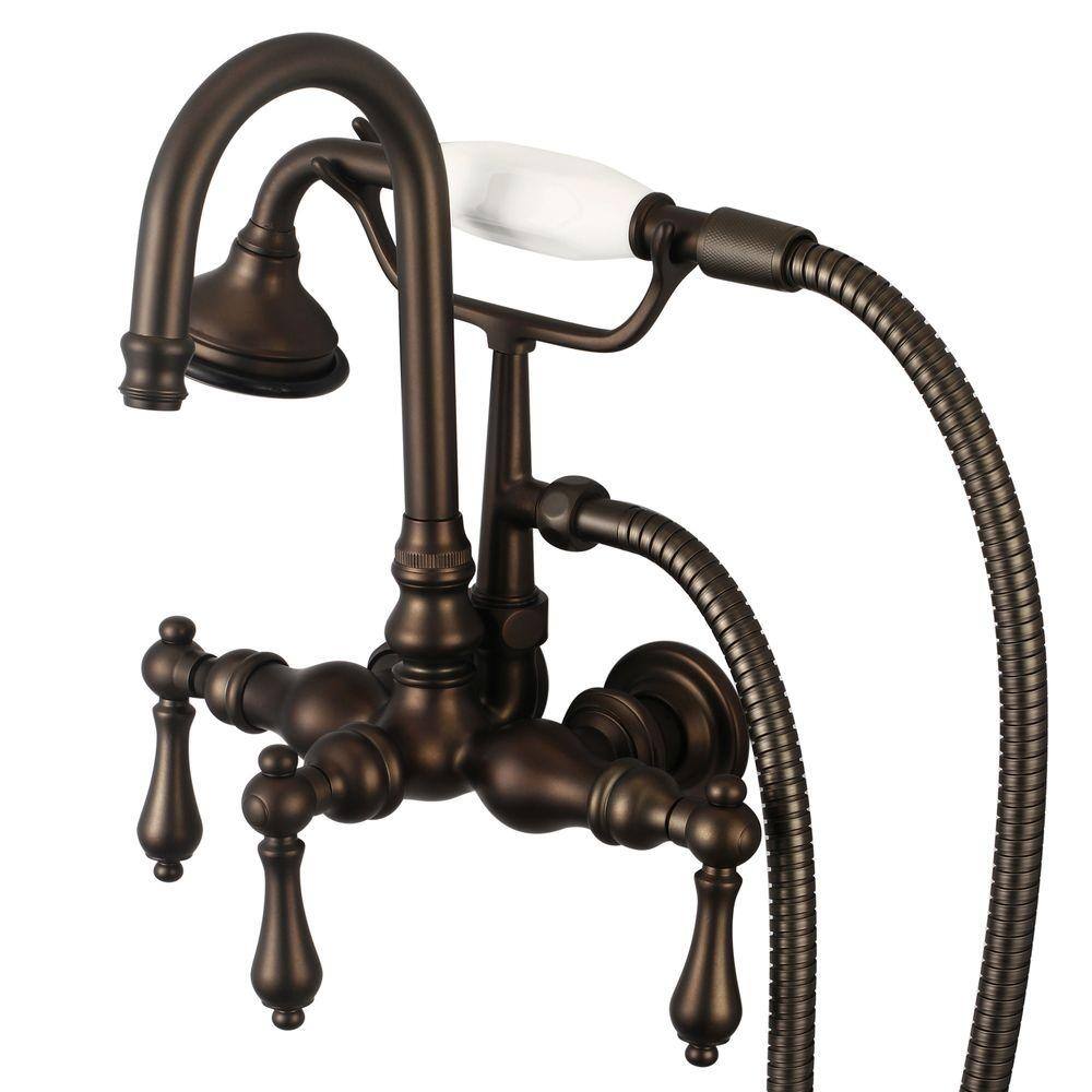 Water Creation 3-Handle Vintage Claw Foot Tub Faucet with Handshower and Lever Handles in Oil Rubbed Bronze F6-0012-03-AL