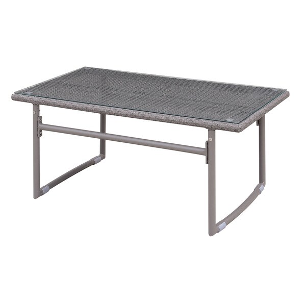 Anya Contemporary Grey 37inch Wide Glass Top Patio Coffee Table by Furniture of America