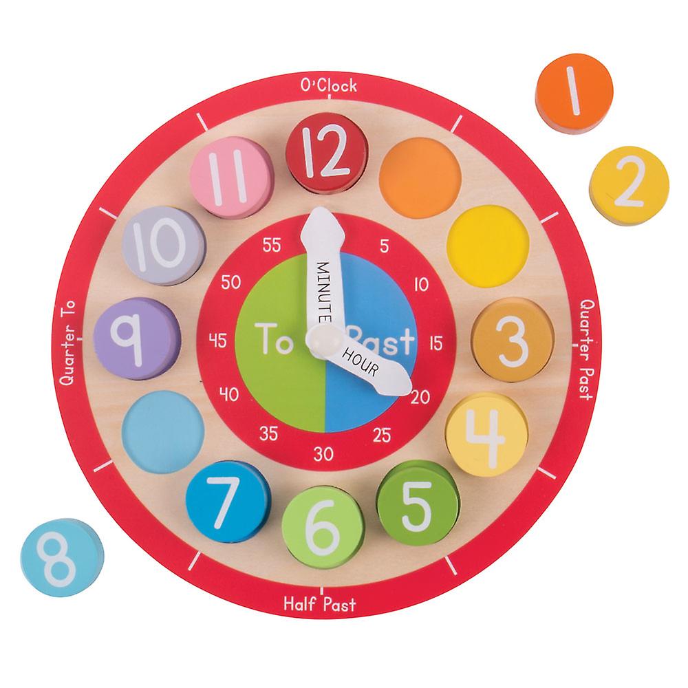 Bigjigs Toys Wooden Educational Teaching Clock Tell The Time Numbers Learn