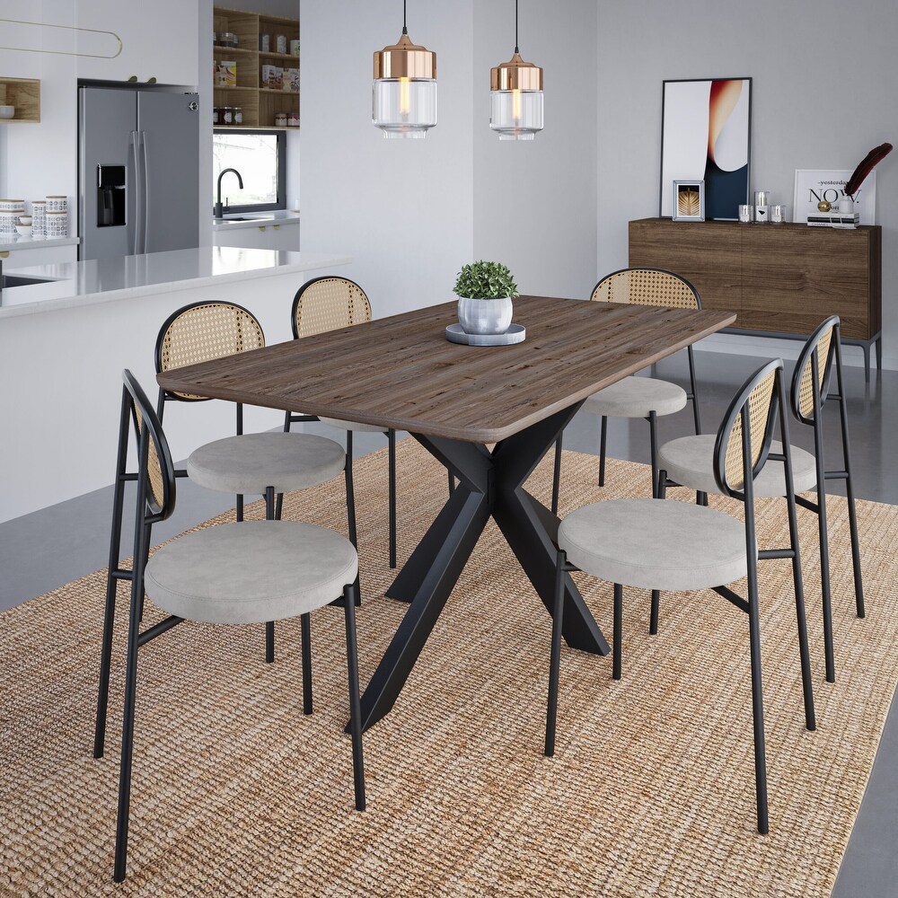 LeisureMod Ravenna X pedestal Rectangle Dining Table   63\