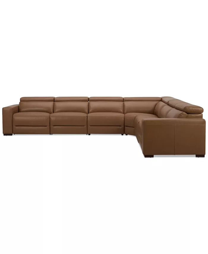 Furniture Nevio 157 6-Pc. Leather Sectional with 2 Power Recliners and Headrests Created For Macy's