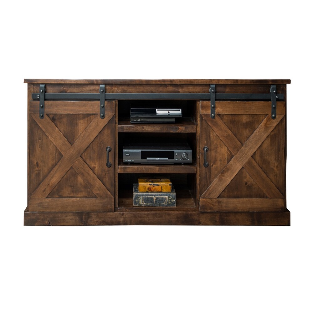 Bridgevine Home 66 in. No Assembly Required Aged Whiskey Finish Corner TV Stand