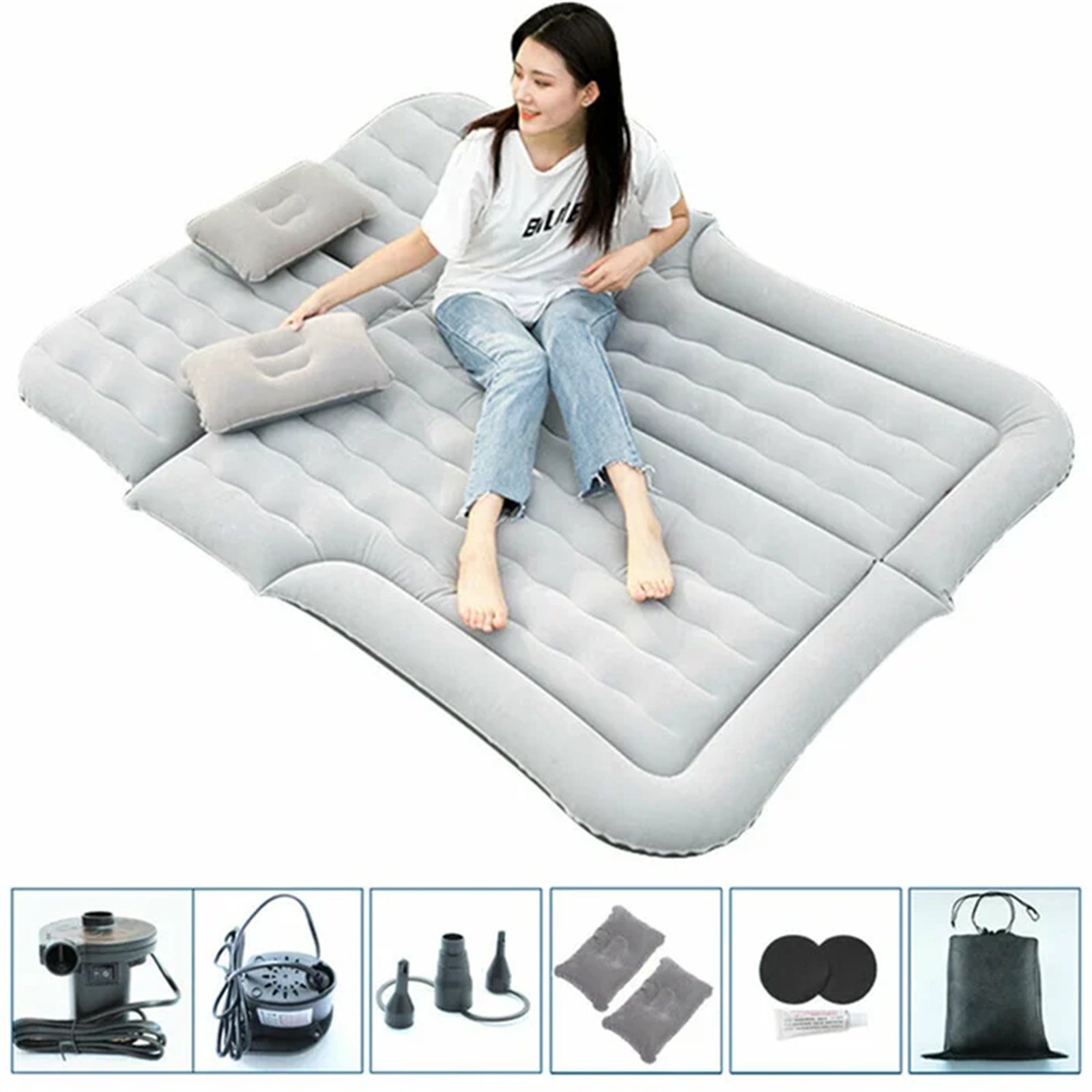 Car Inflatable Bed Mattress with Pump for Camping， Home and Portable Travel （3 Color Choose）