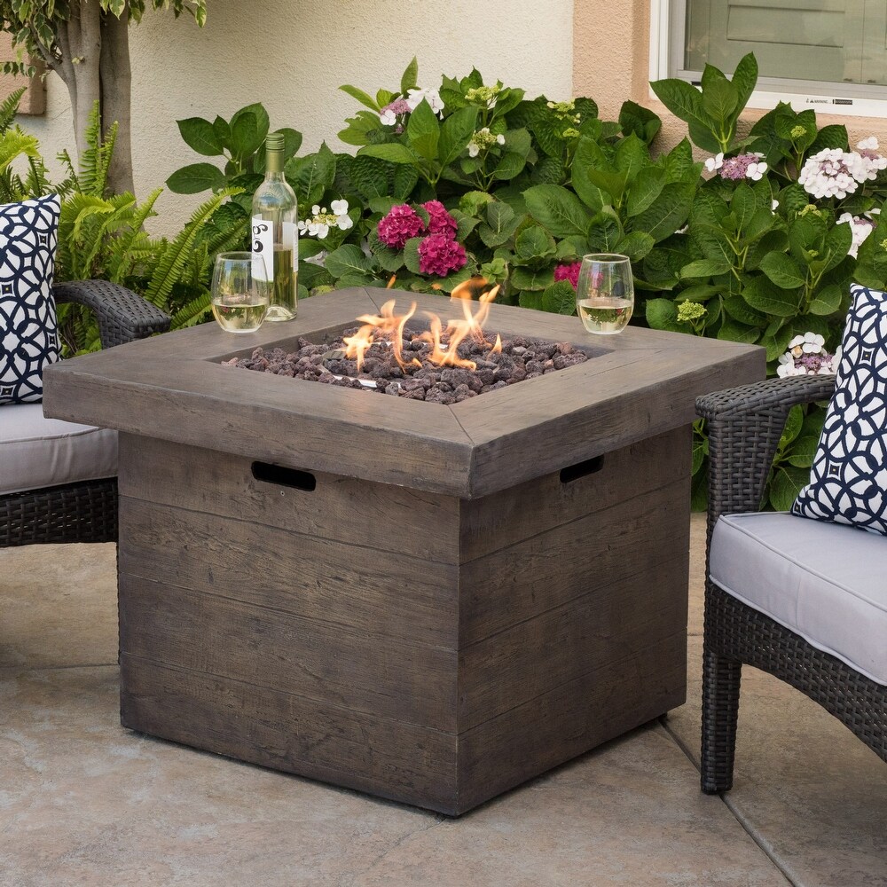 Dakota Magnesium Oxide Square Gas Fire Pit by Christopher Knight Home