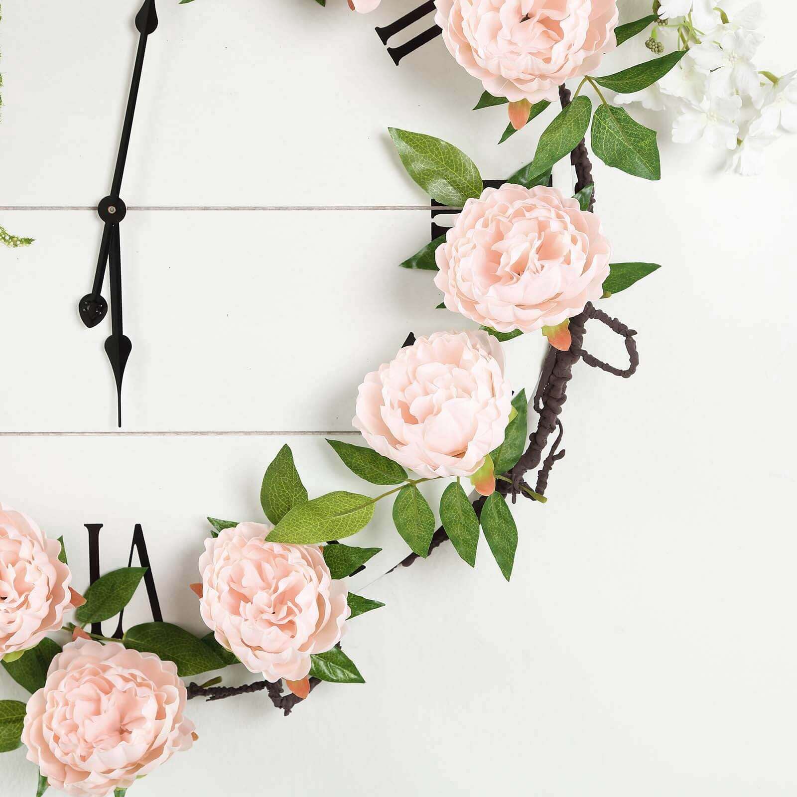 Blush Artificial Silk Peony Hanging Flower Garland, Faux Vine 6ft