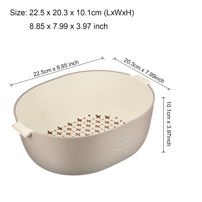 Kitchen Food Strainer Bowl Plastic Double Layered Drain Basket 2PCS