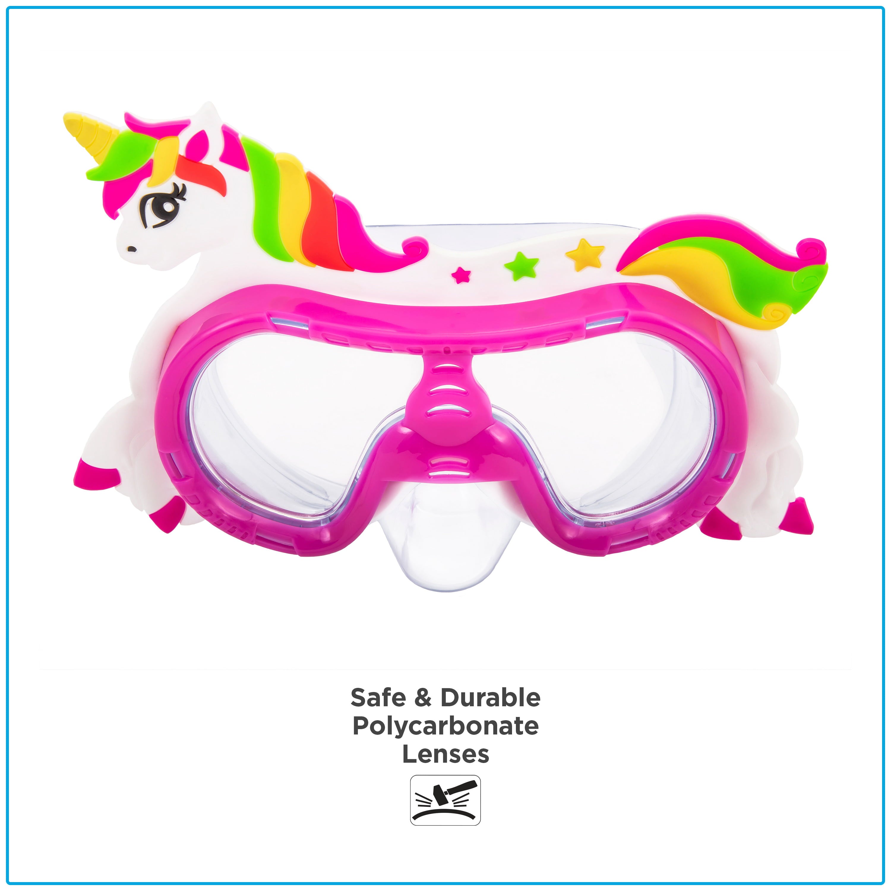 Eye Pop Pink Kids Swim Goggles, Ages 4 Years and Up, Unicorn Character