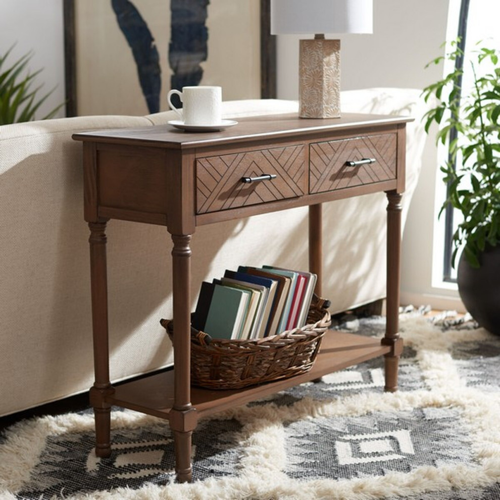 Lovell 2 Drawer Console Table Brown   Modern   Console Tables   by Virgil Stanis Design  Houzz