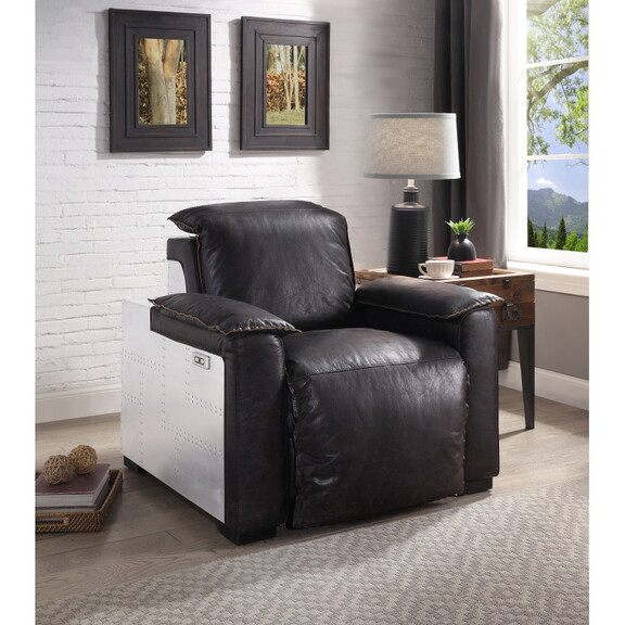 ACME Nernoss Power Motion Recliner  Dark Grain Bro...