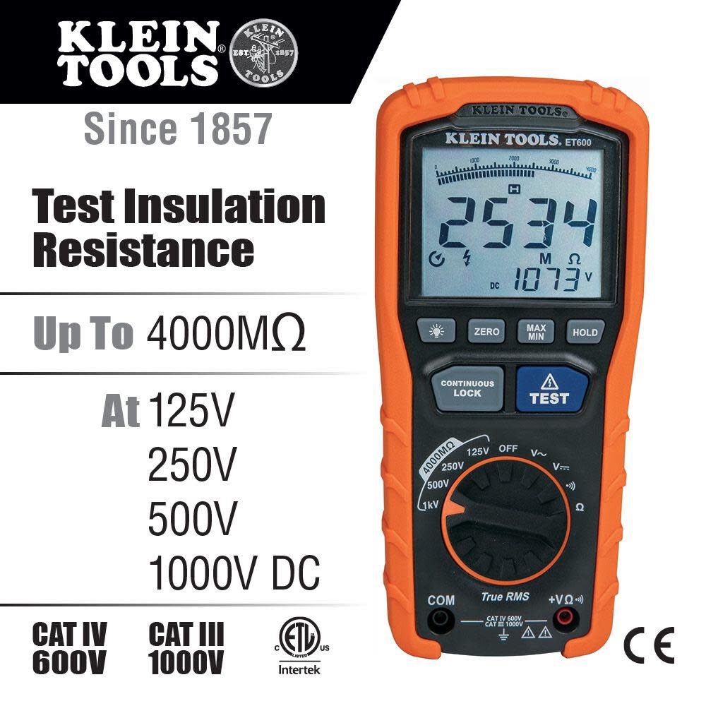 Klein Tools Insulation Resistance Tester ET600 from Klein Tools