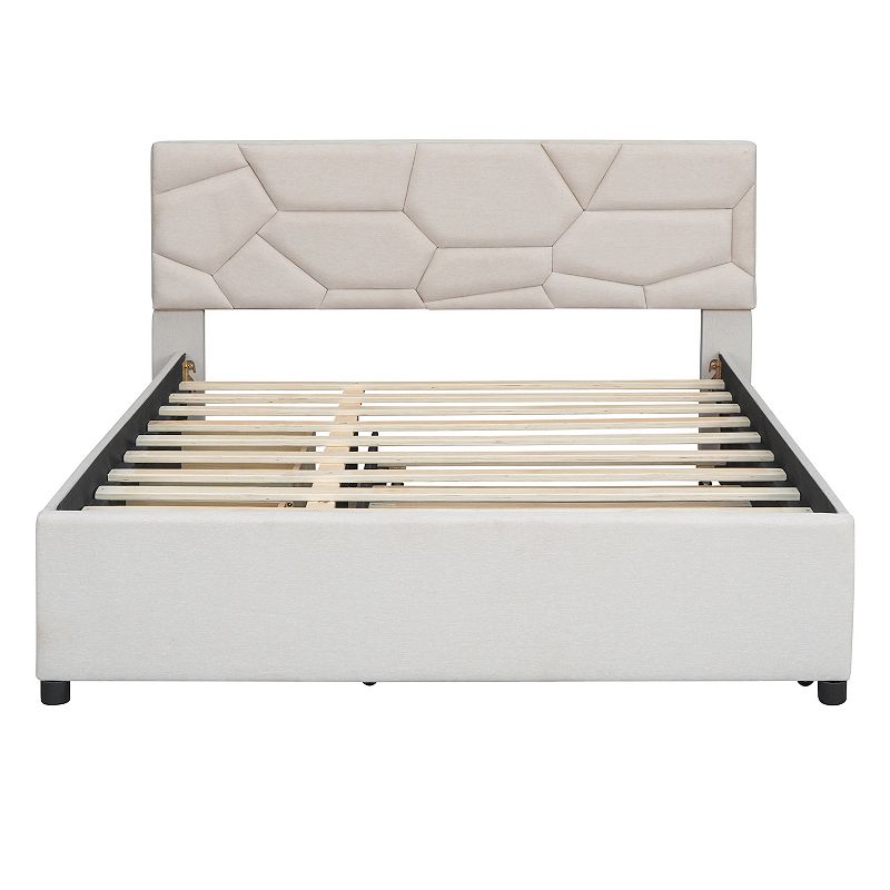 Merax Upholstered Platform Bed With Twin Xl Size Trundle And Drawers