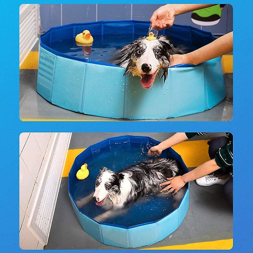 Collapsible Dog Pool， Dog Paddling Pool， Dog Bathing Pool， Blue