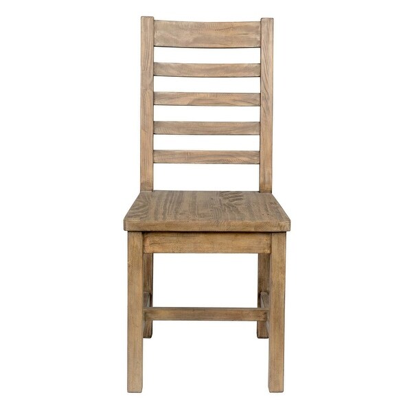 Farmhouse Wooden Dining Chair with Ladder Back， Brown - 40 H x 18 W x 22 L Inches