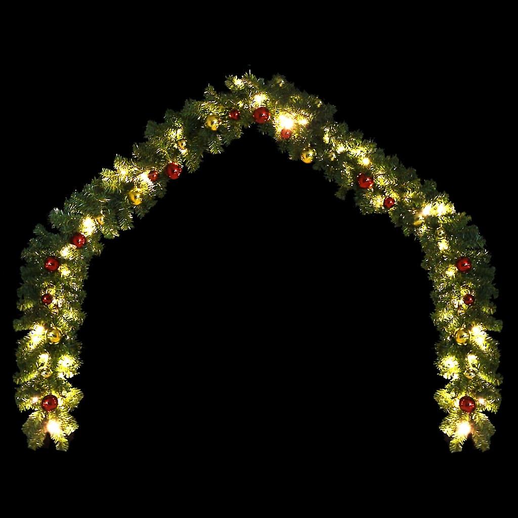 Vidaxl Christmas Garland Decorated With Baubles And Led Lights 16 Ft