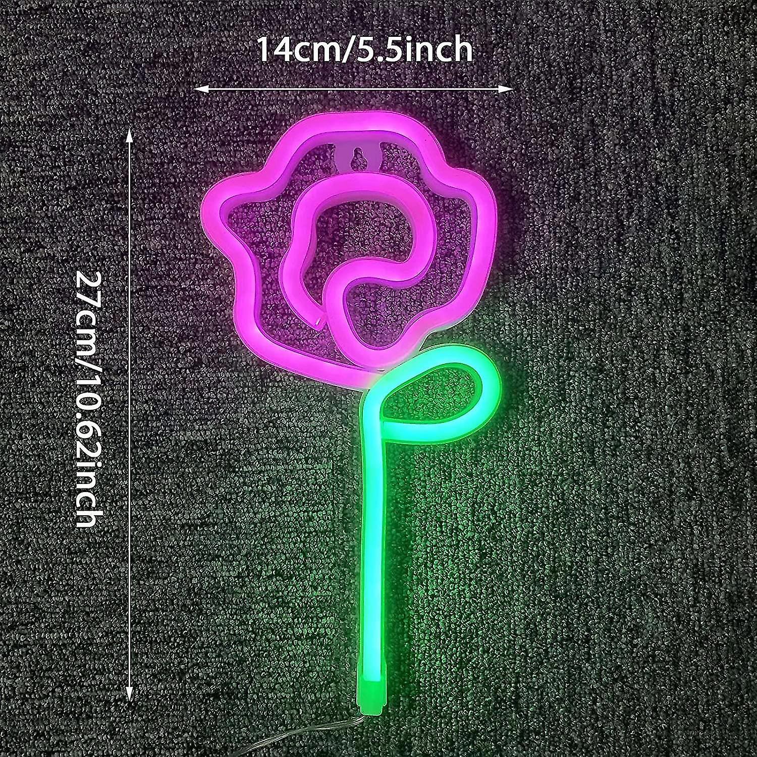 Rose Flower Neon Light Led Neon Sign Pink Neon Light Battery/usb Powered Wall Neon Light Neon Night Light For Bedroom Light Up Neon Flower Sig