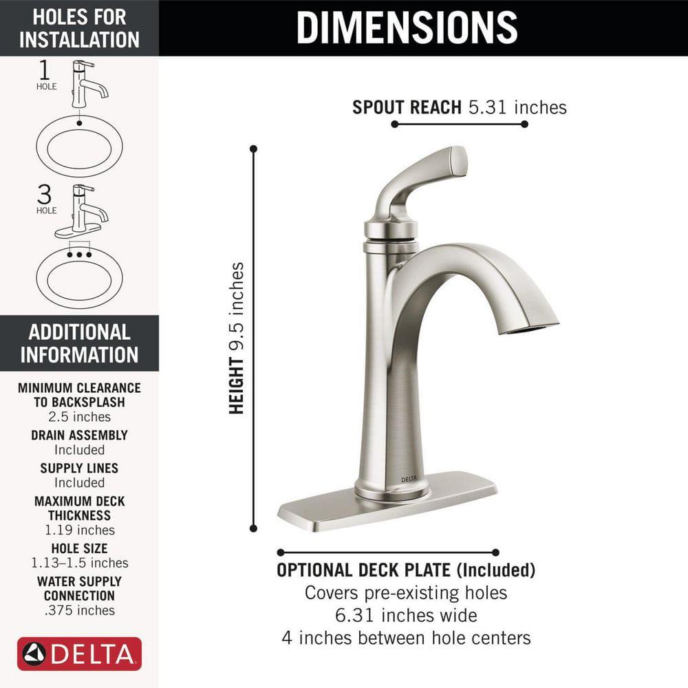 Delta Geist 4 in Centerset 1Handle Bathroom Faucet in Spotshield Brushed Nickel