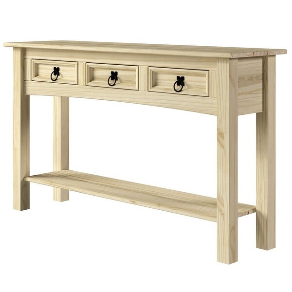 Wood Hall Table Console 3 Drawers Corona | Furniture Dash - N/A