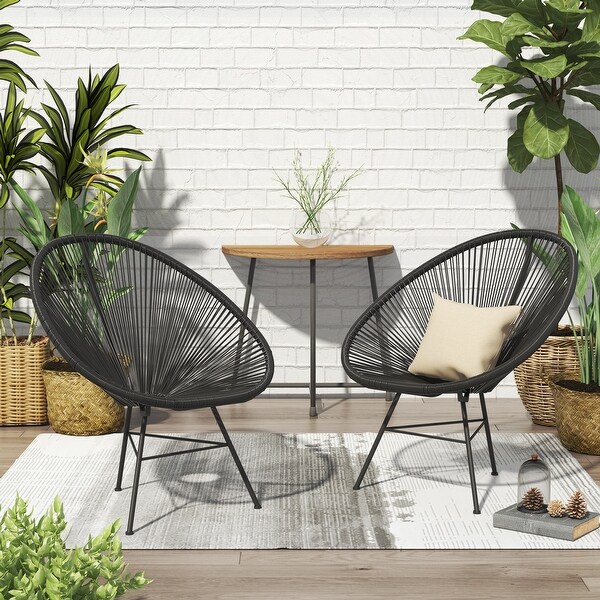 Corvus Sarcelles Acapulco Modern Wicker Bistro Chairs(Set of 2)