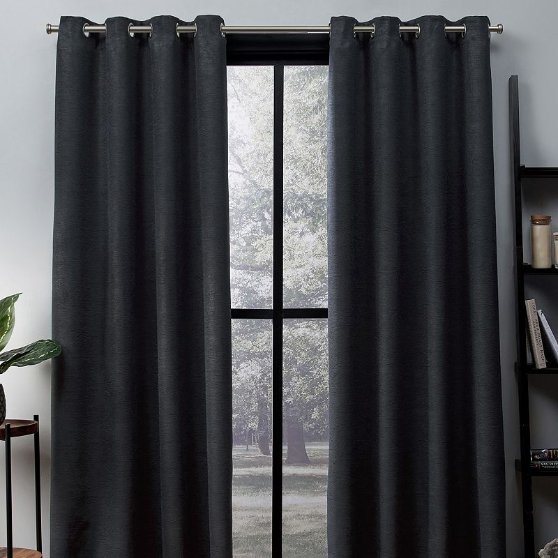 Exclusive Home 2-pack Oxford Textured Sateen Woven Blackout Window Curtains