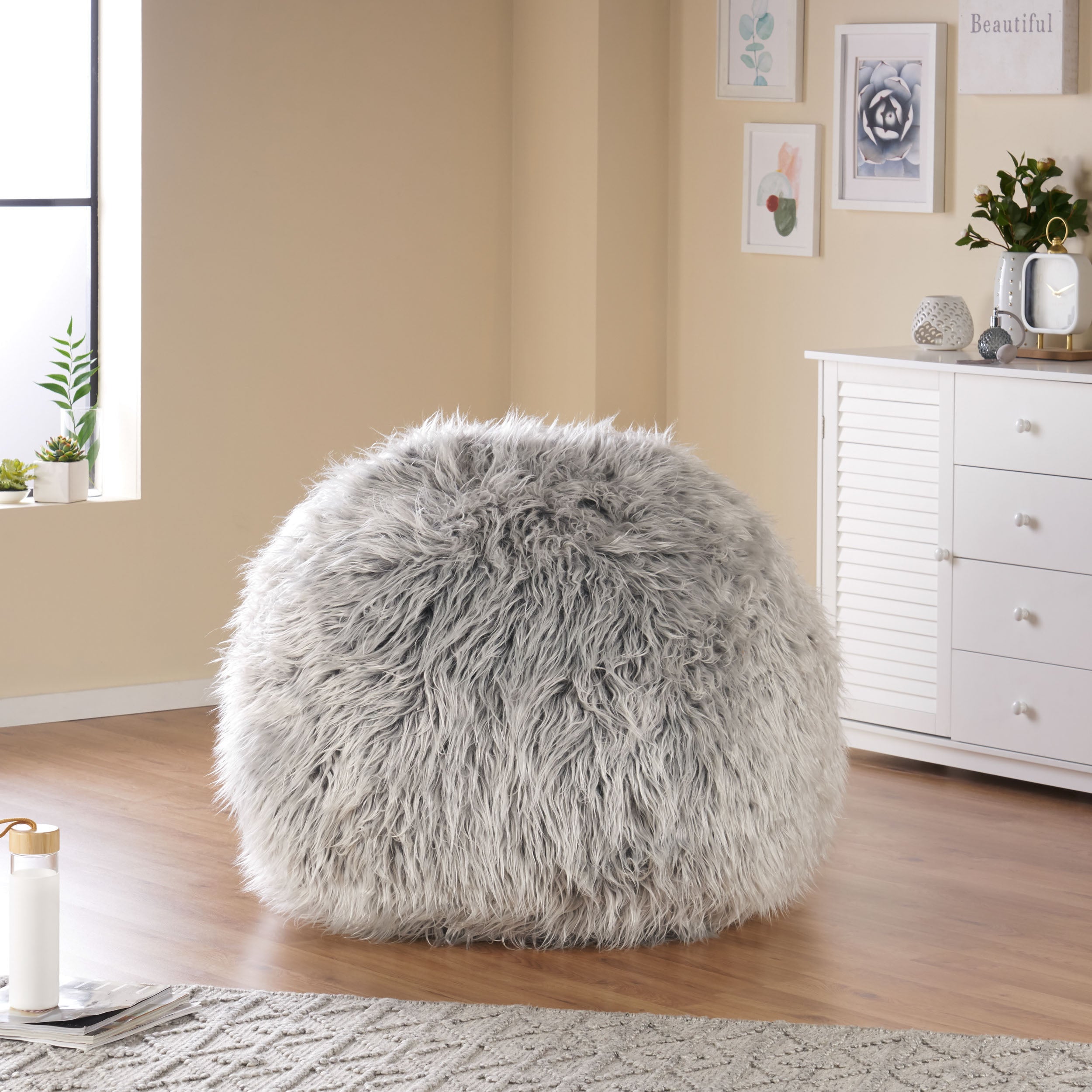 Dundas Modern Glam 3 Foot Faux Fur Bean Bag