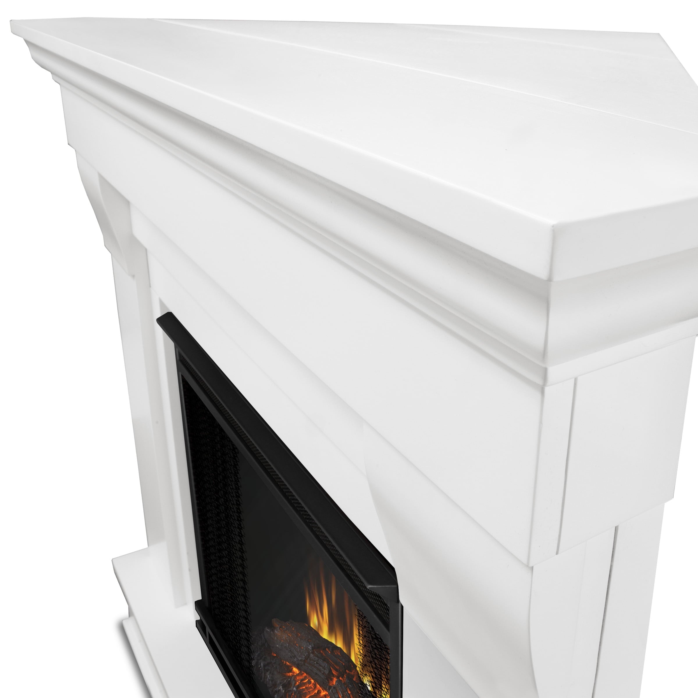 Chateau Corner Electric Fireplace in White by Real Flame